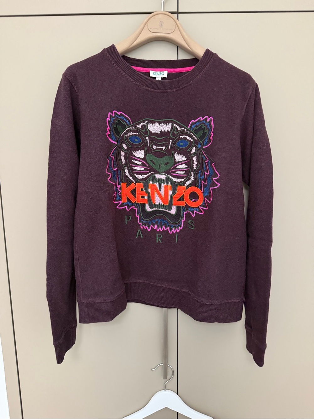 Kenzo Plum Crewneck Sweatshirt with Pink Trim